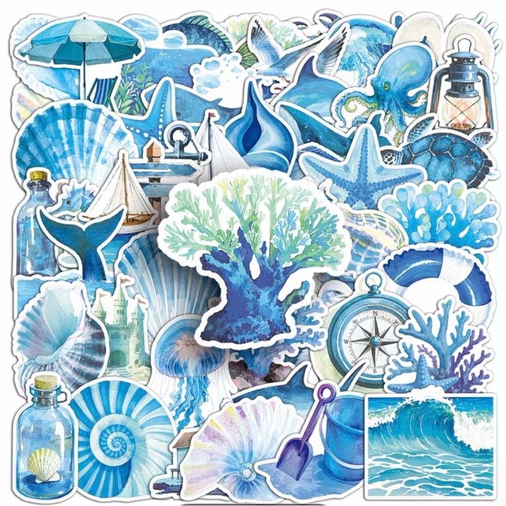 50 Ocean-Themed Stickers